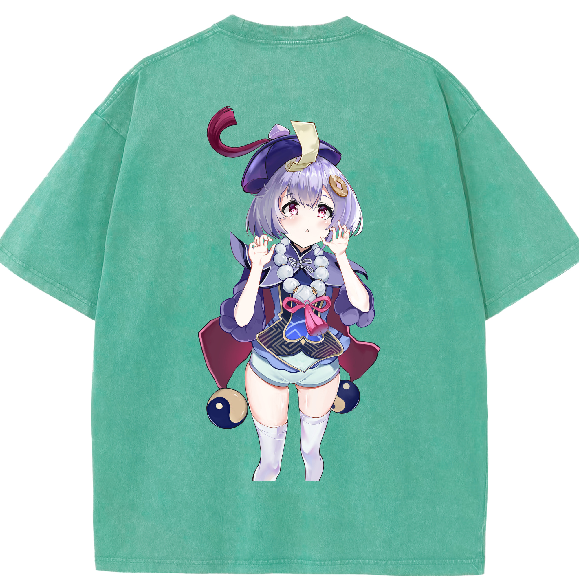 げんし神 七七 なな  genshin Nana 綿100% ヴィンテージ風 半袖Tシャツ（背面プリント）